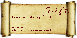 Traxler Árpád névjegykártya